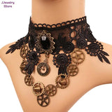 Gothic Chokers Beaded Flowers Sexy Lace Neck Choker Necklace Vintage