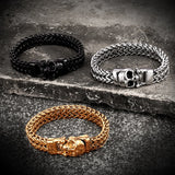 Men's Gothic Chunky Chain Bracelet with Skull Charm