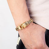 Men's Gothic Chunky Chain Bracelet with Skull Charm