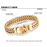 Men's Gothic Chunky Chain Bracelet with Skull Charm