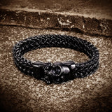 Men's Gothic Chunky Chain Bracelet with Skull Charm