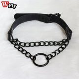 Gothic O-Ring Leather Chain Collar Choker Necklace