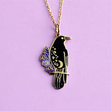 Gothic Flower Star Moon Crow Pendant Necklace Witch Magic Jewelry