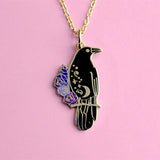 Gothic Flower Star Moon Crow Pendant Necklace Witch Magic Jewelry