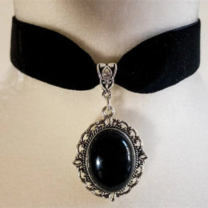 Gothic Cross Choker Velvet Pagan Wiccan Pendant Steampunk Necklace