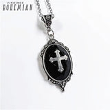 Gothic Cross Pendant Necklace Vampire Halloween Jewelry