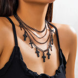 Gothic Cross Pendant Necklace for Women Halloween Cosplay Jewelry