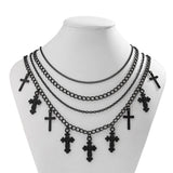 Gothic Cross Pendant Necklace for Women Halloween Cosplay Jewelry
