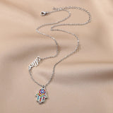 Gothic Hamsa Hand Necklace Stainless Steel Evil Eye Pendant