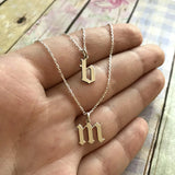 Gothic Initial Number Pendant Necklace Personalized Letter Charm Name Jewelry