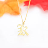 Gothic Initial Number Pendant Necklace Personalized Letter Charm Name Jewelry