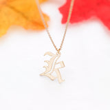 Gothic Initial Number Pendant Necklace Personalized Letter Charm Name Jewelry