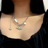 Gothic Cartoon Little Devil Pendant Necklace Stainless Steel Skull Reflective