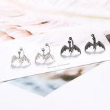 Gothic Bat Ear Clips 925 Sterling Silver Earrings for Women Girls