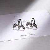 Gothic Bat Ear Clips 925 Sterling Silver Earrings for Women Girls