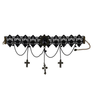 Gothic Dark Lolita Lace Cross Collar Chain Choker Y2k Jewelry