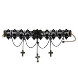 Gothic Dark Lolita Lace Cross Collar Chain Choker Y2k Jewelry