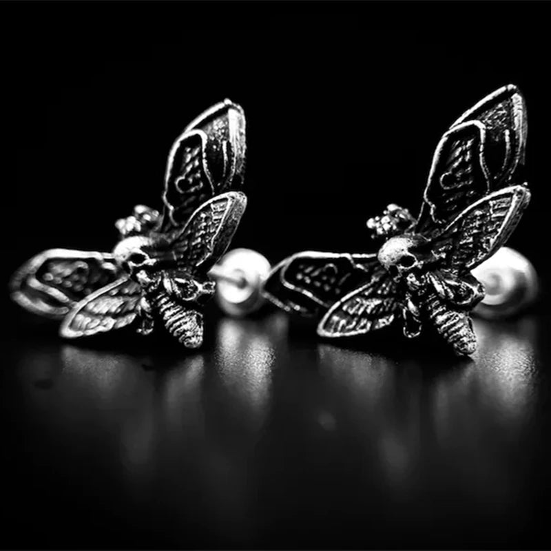 Gothic Death Head Moth Earrings Witch Party Jewelry