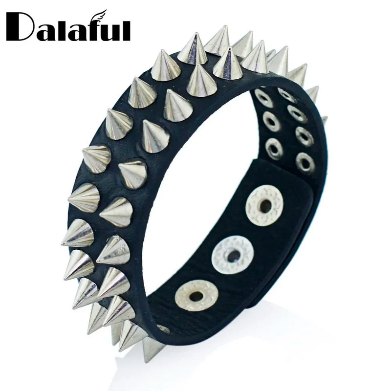 Gothic Spike Cone Stud Cuff Leather Bracelet Punk Jewelry S266