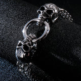 Gothic Double Skull Man Bracelet Stainless Steel Chain Mens Charm Bracelets