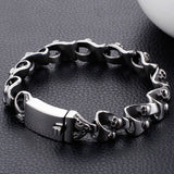 Gothic Double Skull Man Bracelet Stainless Steel Chain Mens Charm Bracelets