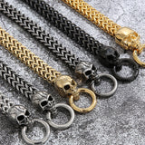 Gothic Double Skull Man Bracelet Stainless Steel Chain Mens Charm Bracelets