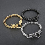 Gothic Dragon Bracelet Bangle Stainless Steel Byzantine Chain King Bracelets