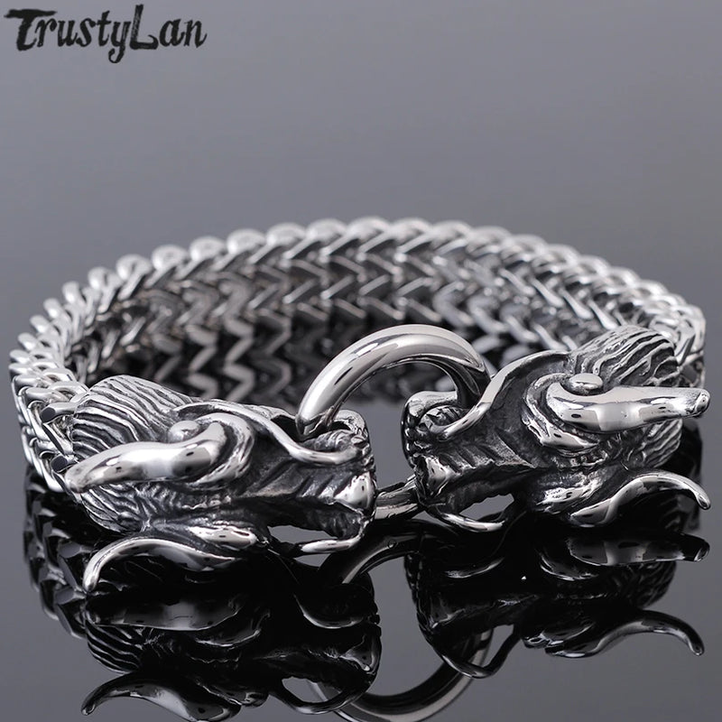 Gothic Dragon Bracelet Stainless Steel Men's Wrist Chain