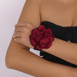 Gothic Lace Red Flower Chain Necklace for Women Wedding Bridal