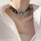 Gothic Butterfly Choker Necklace for Women Punk Collar Party Goth Jewelry