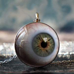 Gothic Eyeball Necklace, Double-sided Glass Crystal Pendant Necklace