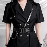 Gothic Female Leather Chain Belt Corset Waist Belt