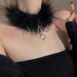 Gothic Feather Choker Necklace Neck Wrap Feather Chocker
