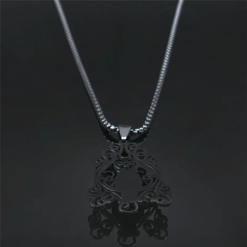 Gothic Flower Red Glass Pendant Necklace