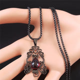 Gothic Flower Red Glass Pendant Necklace