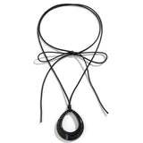 Gothic Oval Pendant Choker Necklace Leather Bowknot Chain Halloween Jewelry