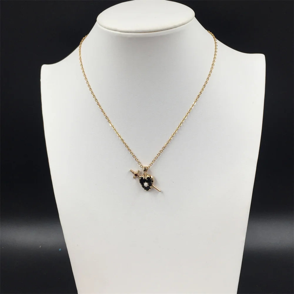 Gothic Sword Heart Charm Necklace For Women