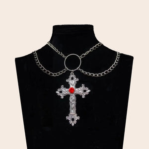Gothic Flower Cross Chain Necklace Vintage Punk