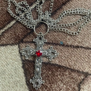 Gothic Flower Cross Chain Necklace Vintage Punk