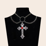 Gothic Flower Cross Chain Necklace Vintage Punk