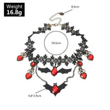 Gothic Halloween Bat Necklace Lace Choker for Women
