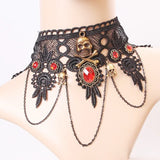 Gothic Halloween Bat Necklace Lace Choker for Women