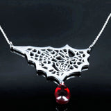 Halloween Gothic Spider Web Choker Necklace Stainless Steel Goth Skull