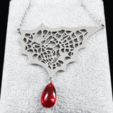Halloween Gothic Spider Web Choker Necklace Stainless Steel Goth Skull