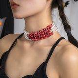 Gothic Halloween Faux Pearl Blood Tiered Necklace Jewellery