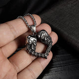 Gothic Halloween Skull Pendant Necklace Stainless Steel