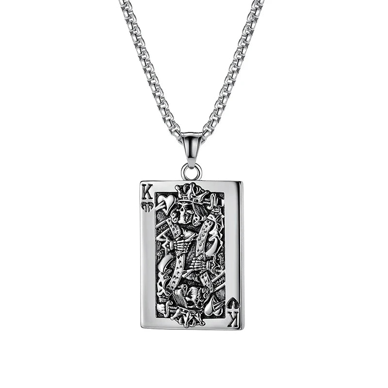 Gothic Skull Pendant Necklace Retro Punk Stainless Steel Men's Jewelry
