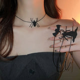 Gothic Bat Hat Spiders Choker Necklace Halloween Pendant Spooky Look