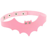 Gothic Pink Leather Choker Necklaces for Women Chains on Neck Egirls Goth