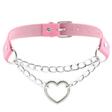 Gothic Harajuku Pink Leather Choker Necklaces for Women Chains